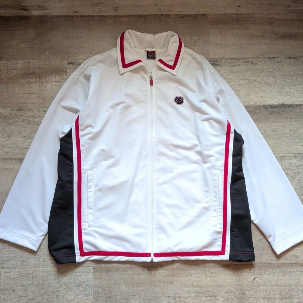 ​Vintage 90's Nike Team Full Zip Track Jacket White Red Black Men's XL